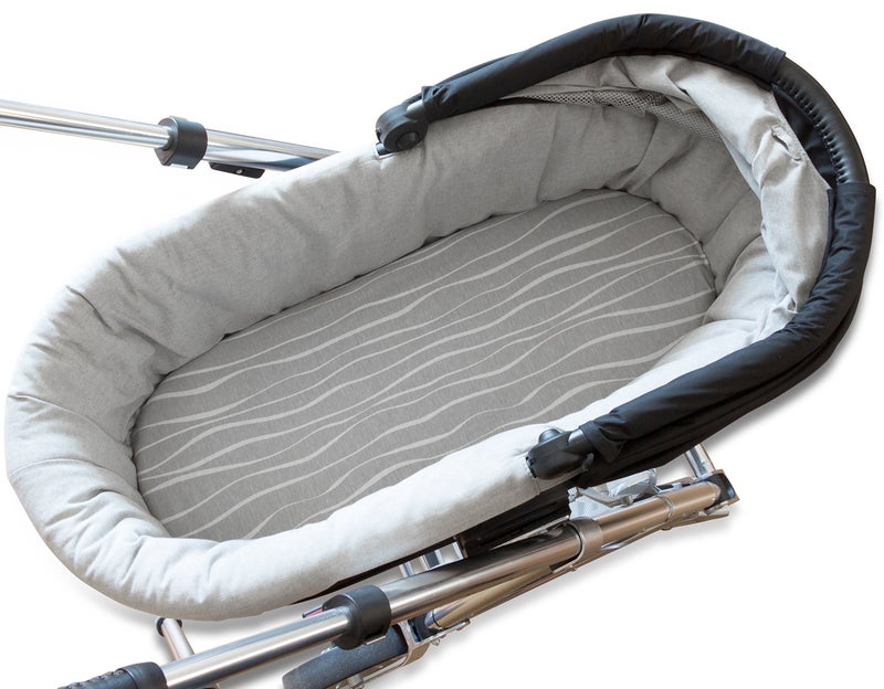 Ely's & Co. Bassinet Sheet Set 2 Pack 100% Jersey Cotton Grey and White Abstract Stripes and Dots by Ely's & Co. - Image 5